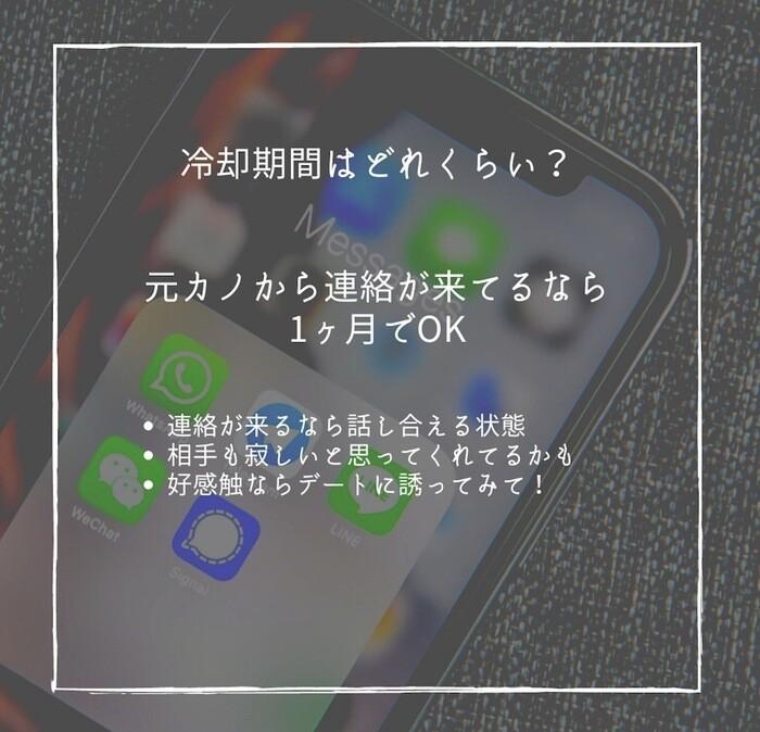 相手から連絡が来ていれば冷却期間は1ヶ月ほどでOK